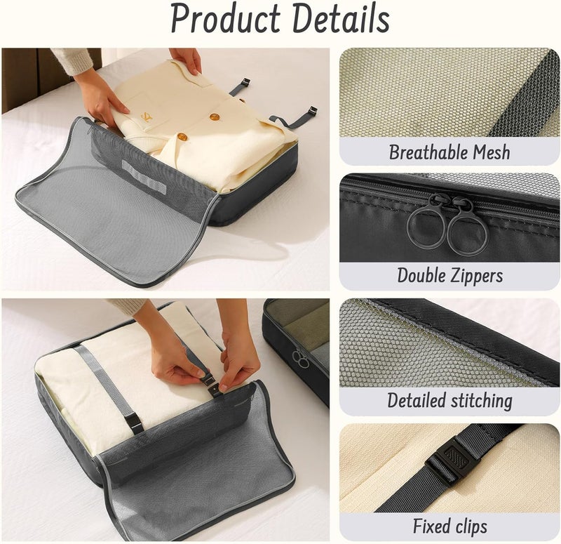 YEEYAA 8 Set Packing Cubes for Travel Suitcase Organizer Bags Luggage Packing Cubes Set Travel Essentials Accessories Gifts for Women - Image 3